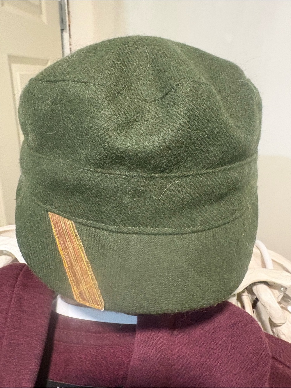 Kids Olive Green Military-Style Wool Cap